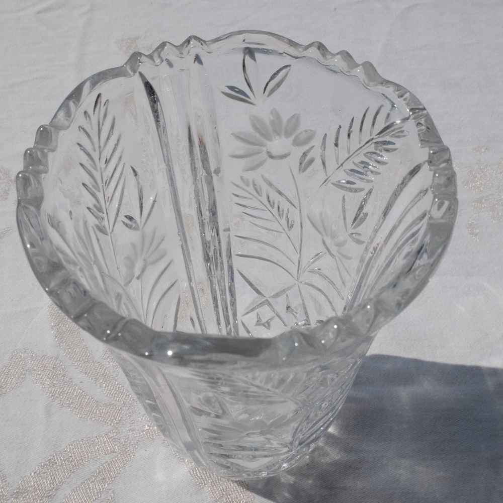 Crystal Flower Vase By Anna Hutte, Vintage - Picture 12 of 12